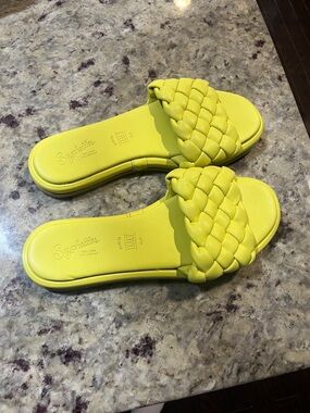 Seychelles Braided Slide Sandals in Bright Yellow